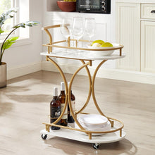 2-Tier Wine Bar Cart / Rolling Bar Drink Serving Cart with Handle, Wine Rack and Glass Holder for Kitchen, Club, Living Room, Bar, Restaurant